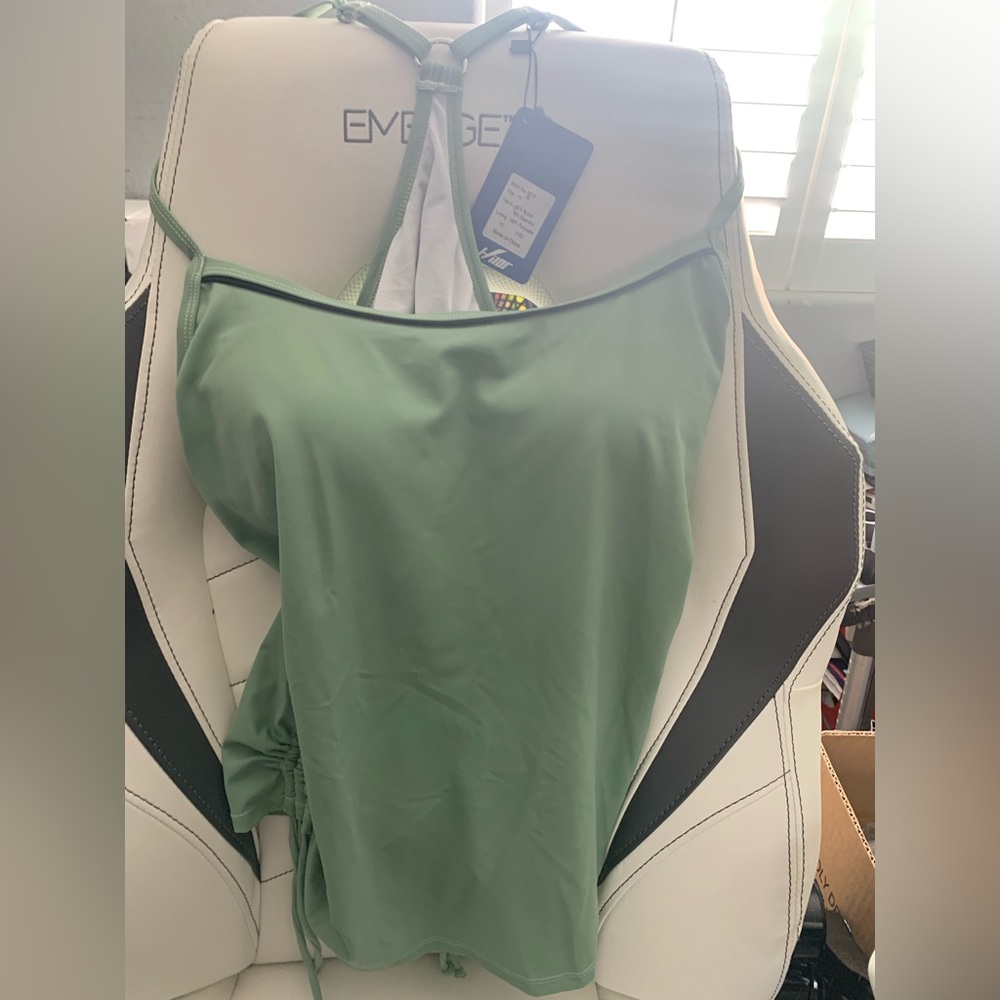 Size 16 dark mint green tankini by Hilor